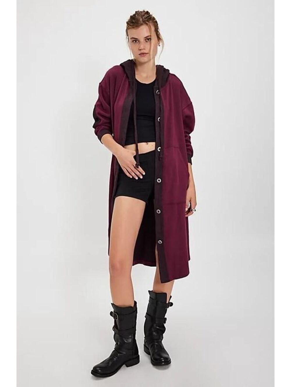 Tomorrows Sweatshirt Cardigan at Free People in Damson, Size: Small